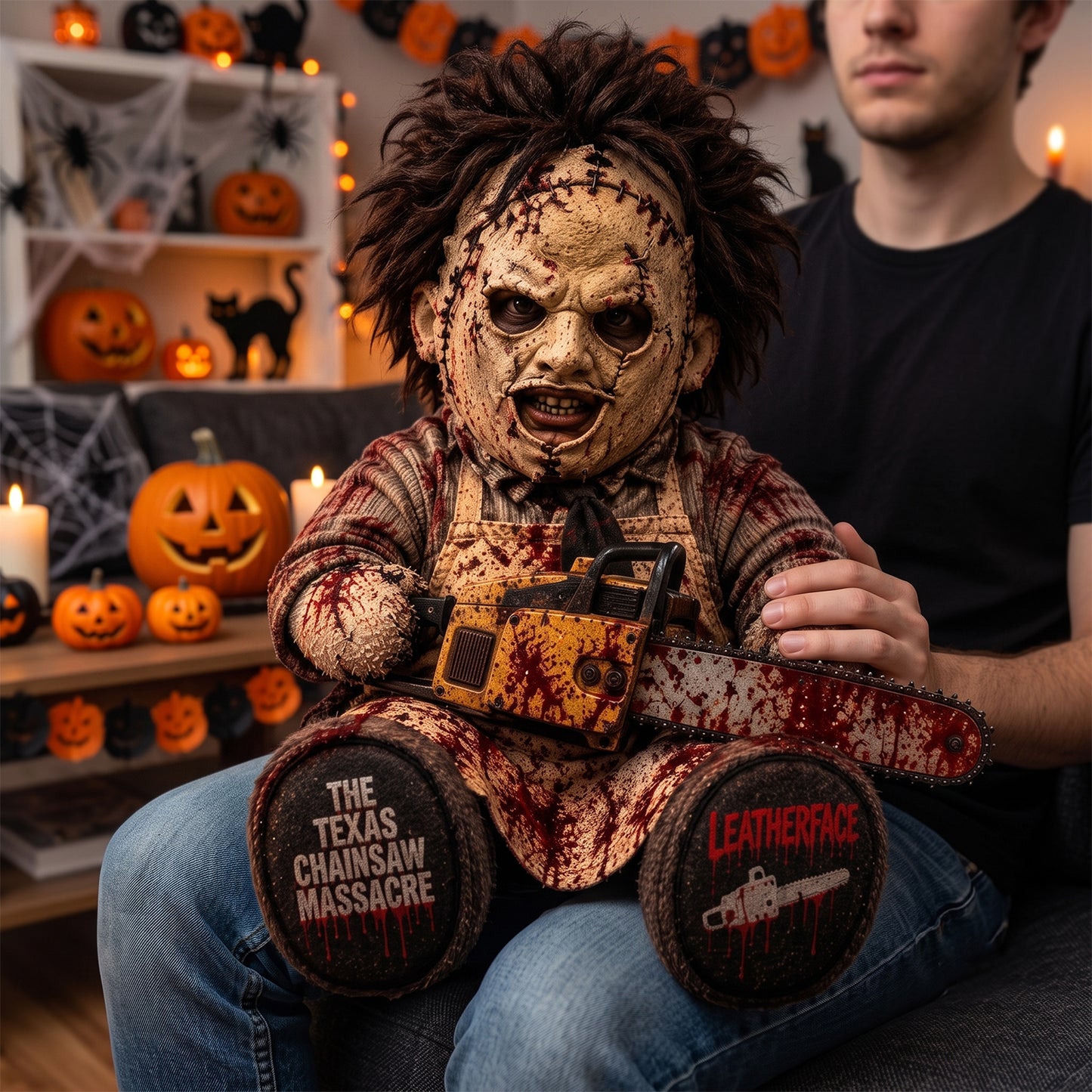 Leatherface Chainsaw Horror Custom Shape Pillow – Creepy Halloween Collector Gift