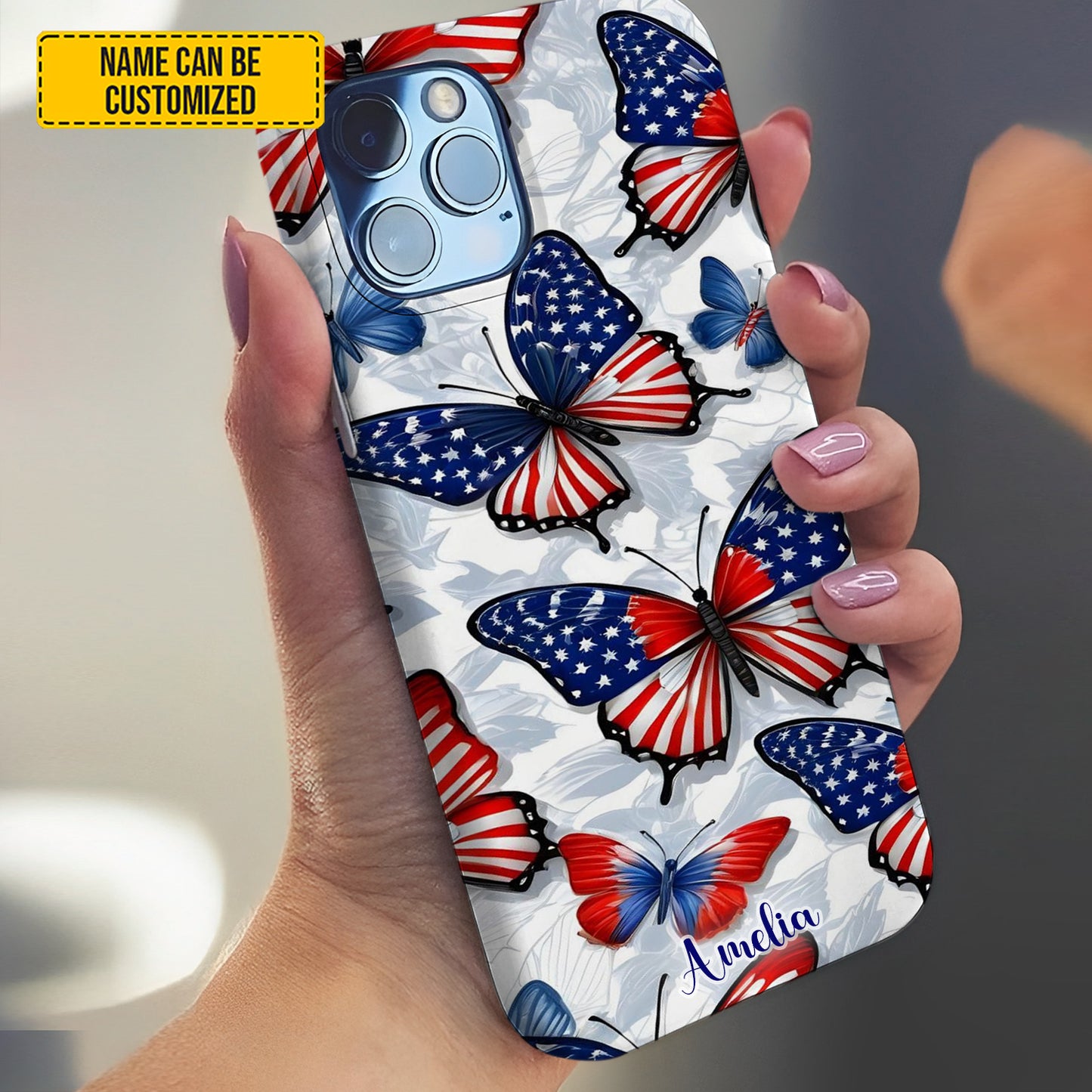 Personalized Patriotic Butterfly Phone Case
