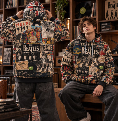 The Beatles Abbey Road Vintage Collage All Over Print Hoodie