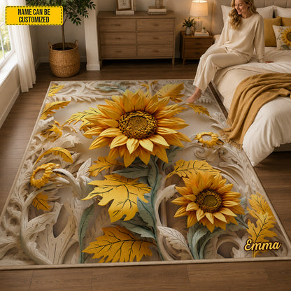 Personalized Sunflower Area Rug