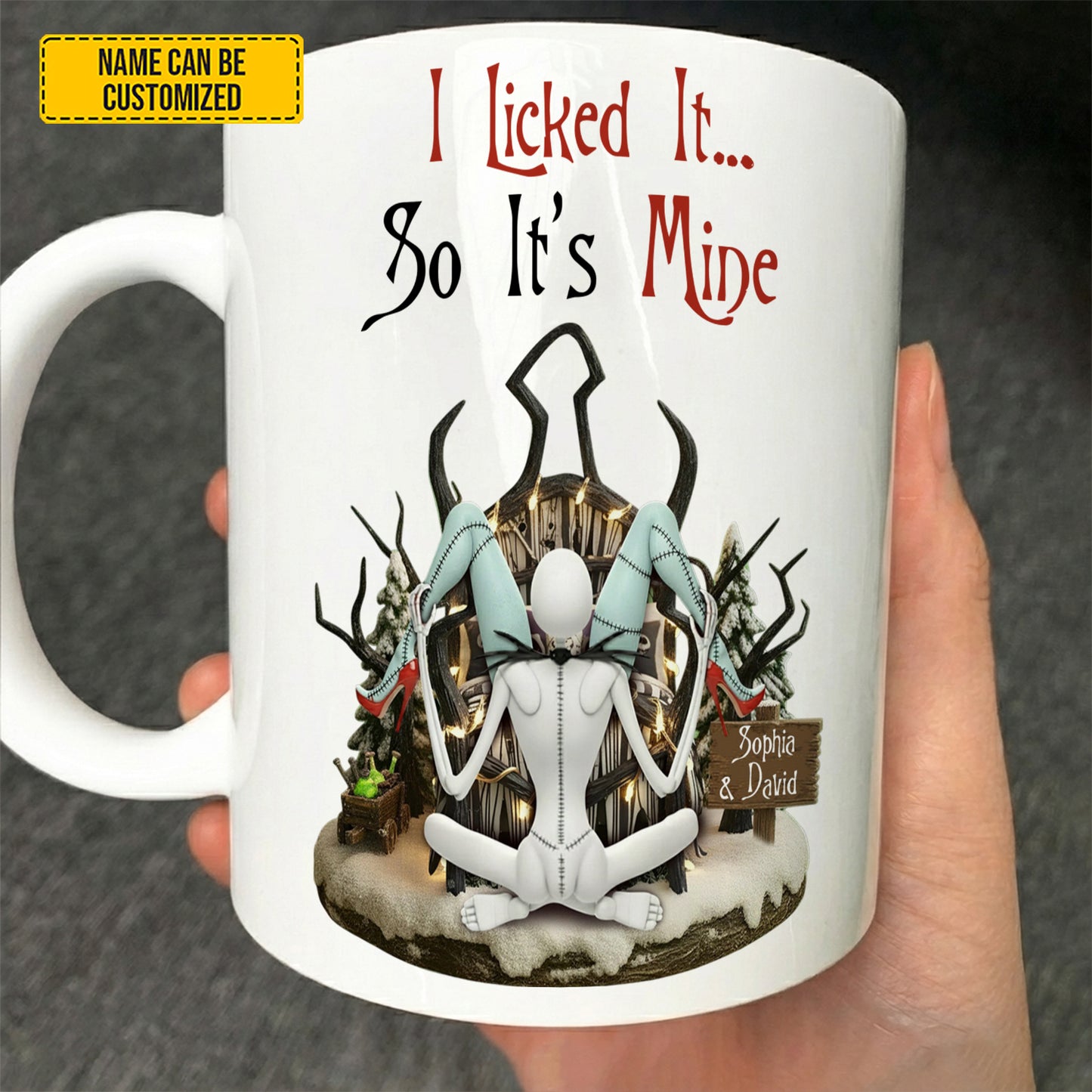 I Licked It - Personalized Couple Gothic White Mug