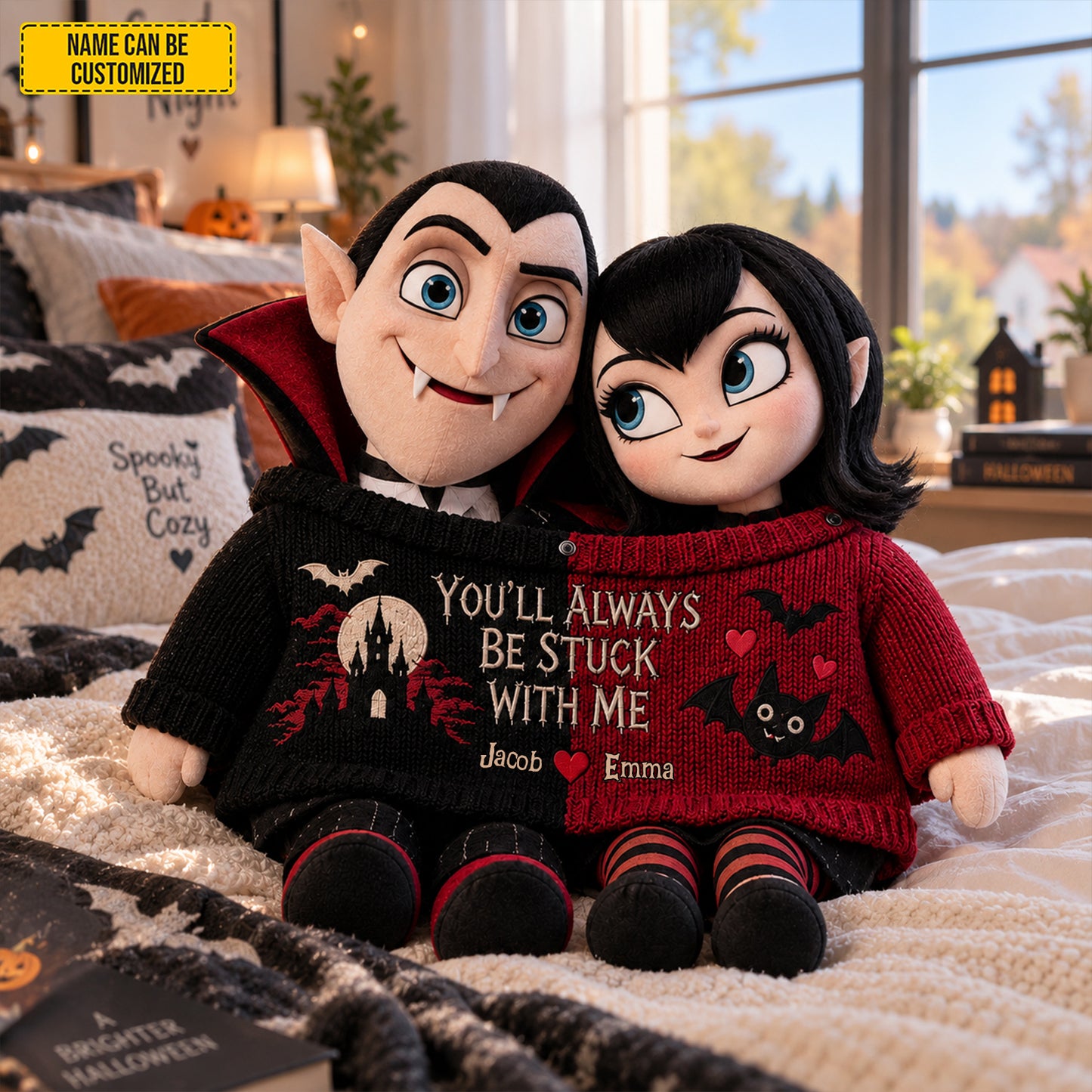 Personalized Spooky Vampire Couple Custom Shape Pillow – Personalized Couple Gift