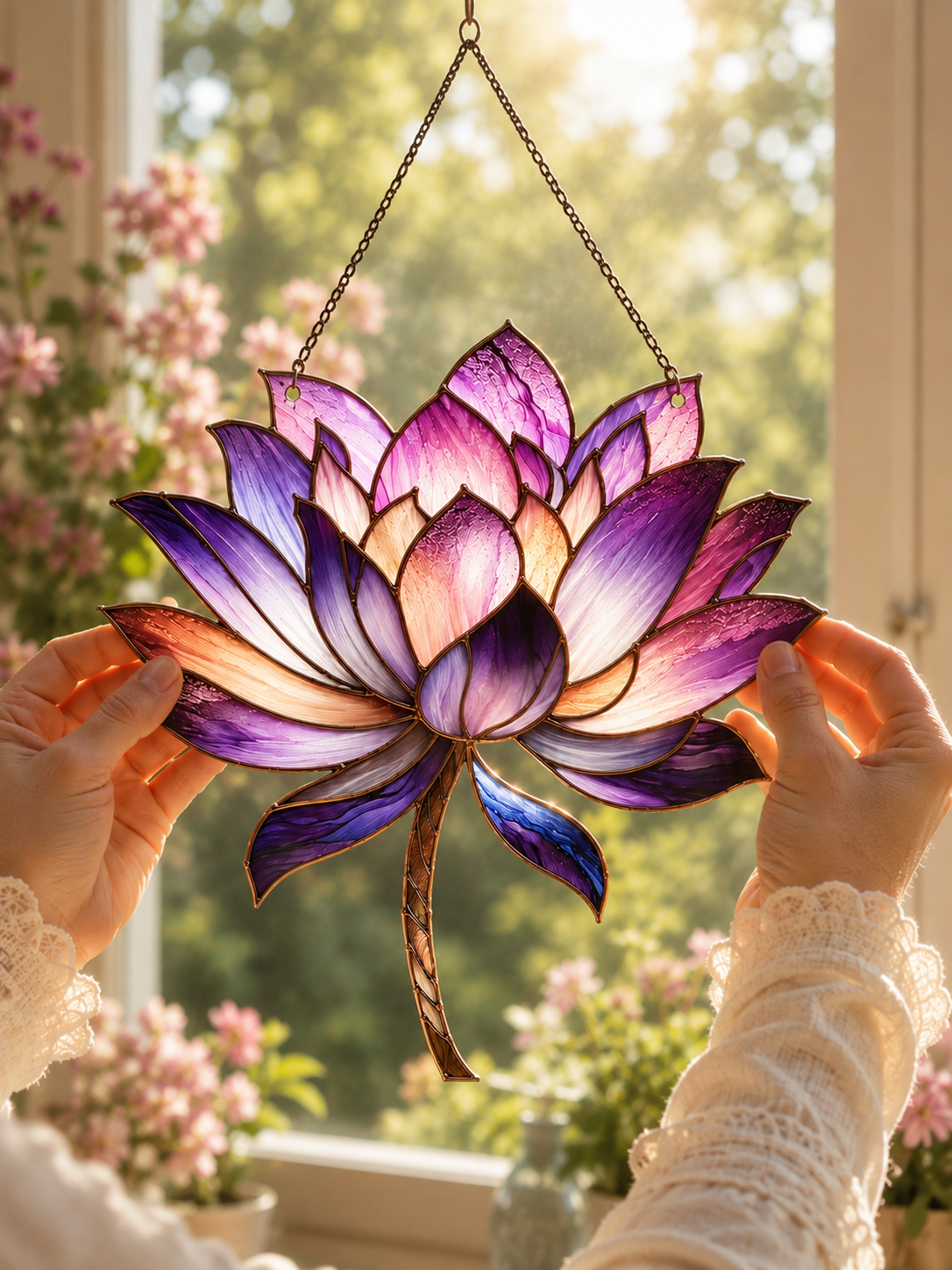 Purple Lotus Acrylic Window Hangings