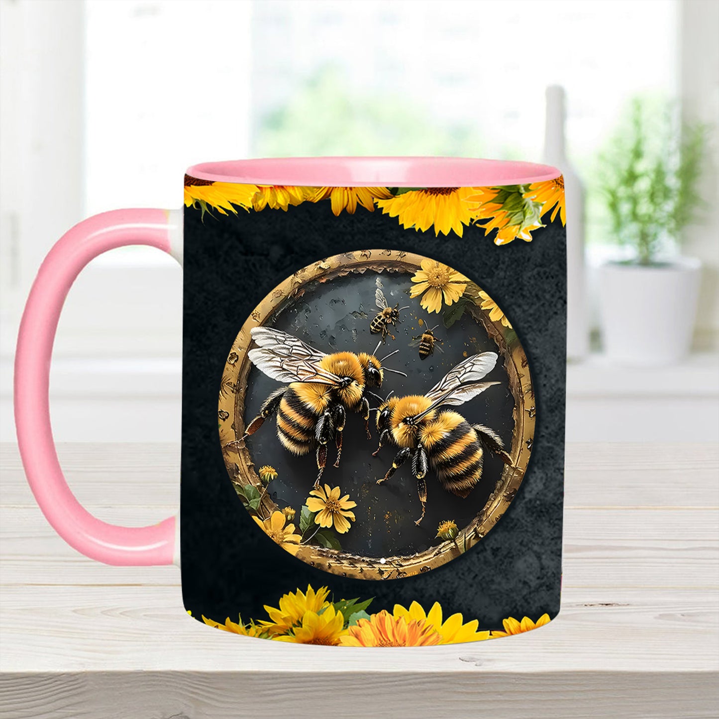 Bee Kind Sunflower Accent Mug