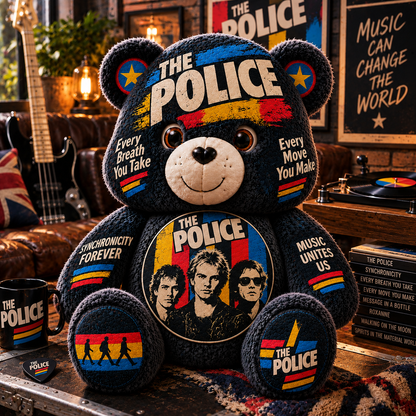 The Police Custom Shaped Bear Pillow – Every Breath You Take Classic Rock Inspired Gift for The Police Fans