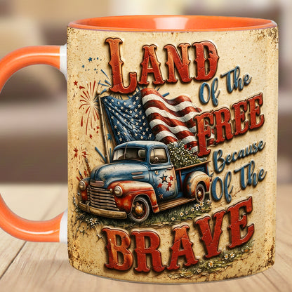 Land Of The Free - Truck Patriotic Accent Mug