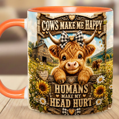 Cows Make Me Happy - Personalized Cow Accent Mug