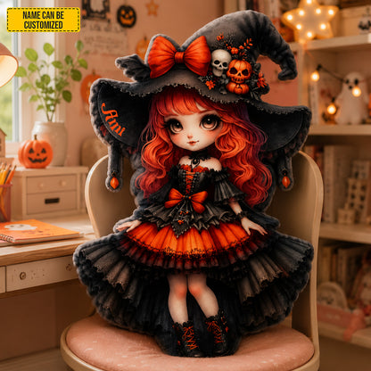 Personalized Gothic Witch Halloween Shape Pillow