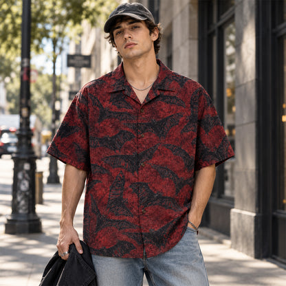 Dark Gothic Bat Swarm Red Hawaiian Shirt