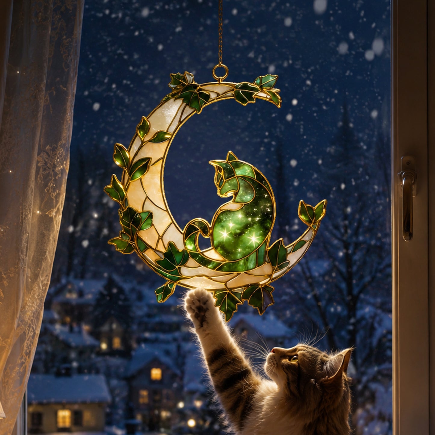 Magical Cat & Moonlight Acrylic Suncatcher