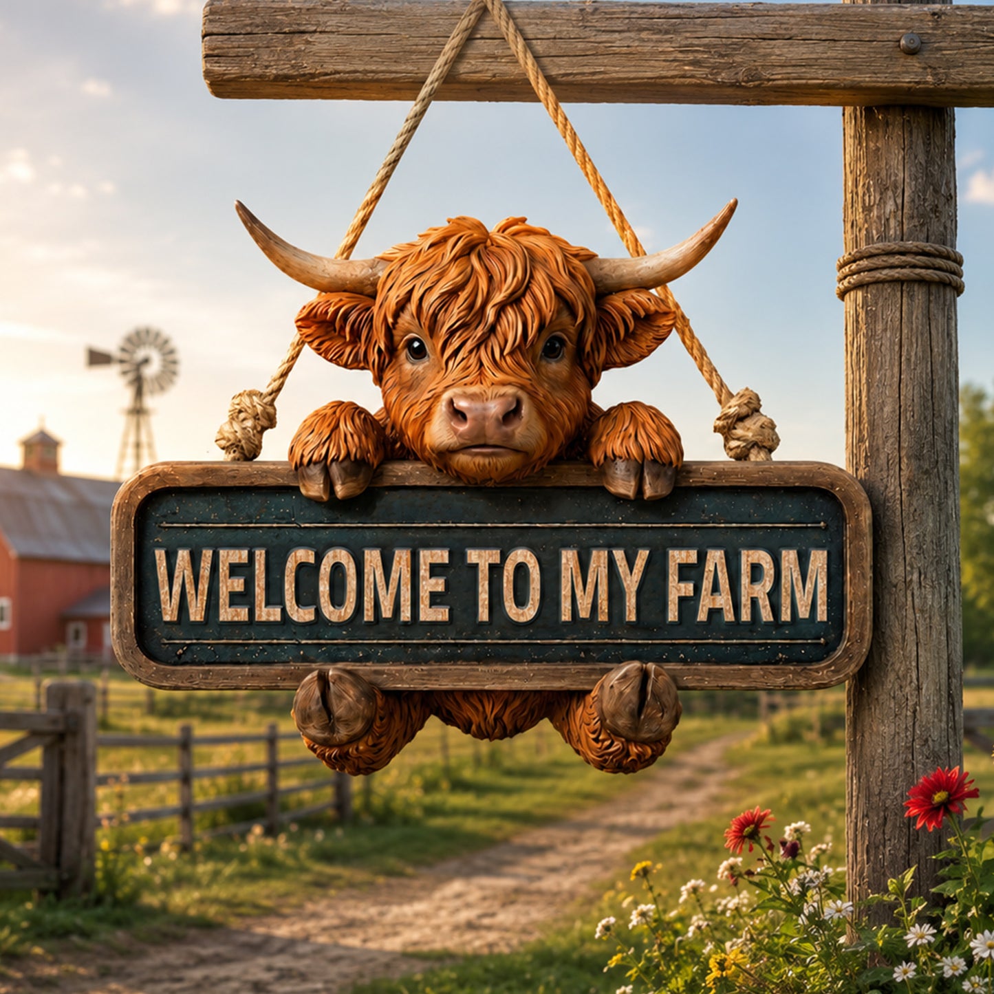 Highland Welcome – Personalized Cow Wooden Sign