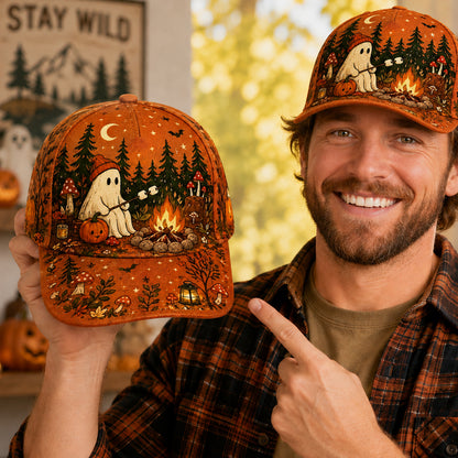 Cozy Ghost Campfire – Halloween Cap