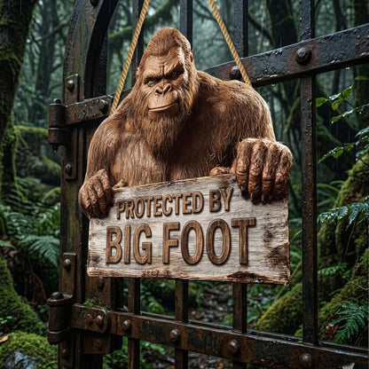 Protected By Bigfoot Wooden Sign