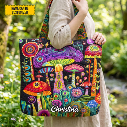 Personalized Psychedelic Mushroom Tote Bag