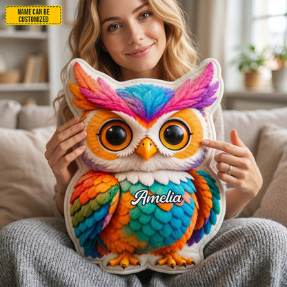 Personalized Cute Colorful Owl Shaped Pillow