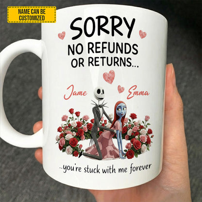 No Refunds - Personalized Couple White Mug