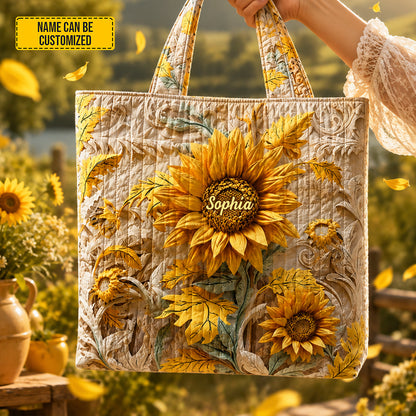 Personalized Sunflower Tote Bag