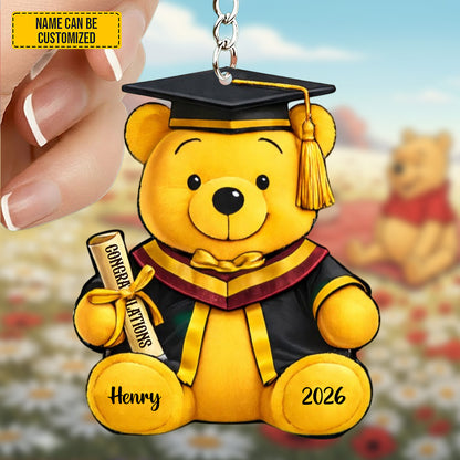 Personalized Graduation Bear Keychain