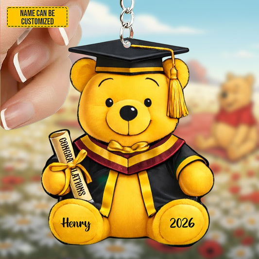 Personalized Graduation Bear Keychain