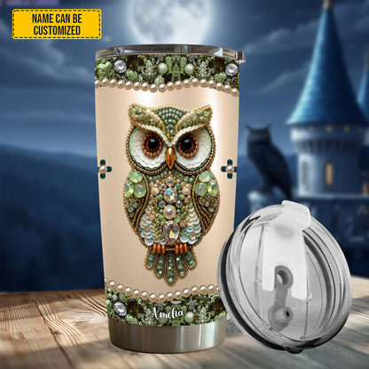 Personalized Sparkle Owl Stainless Steel Tumbler