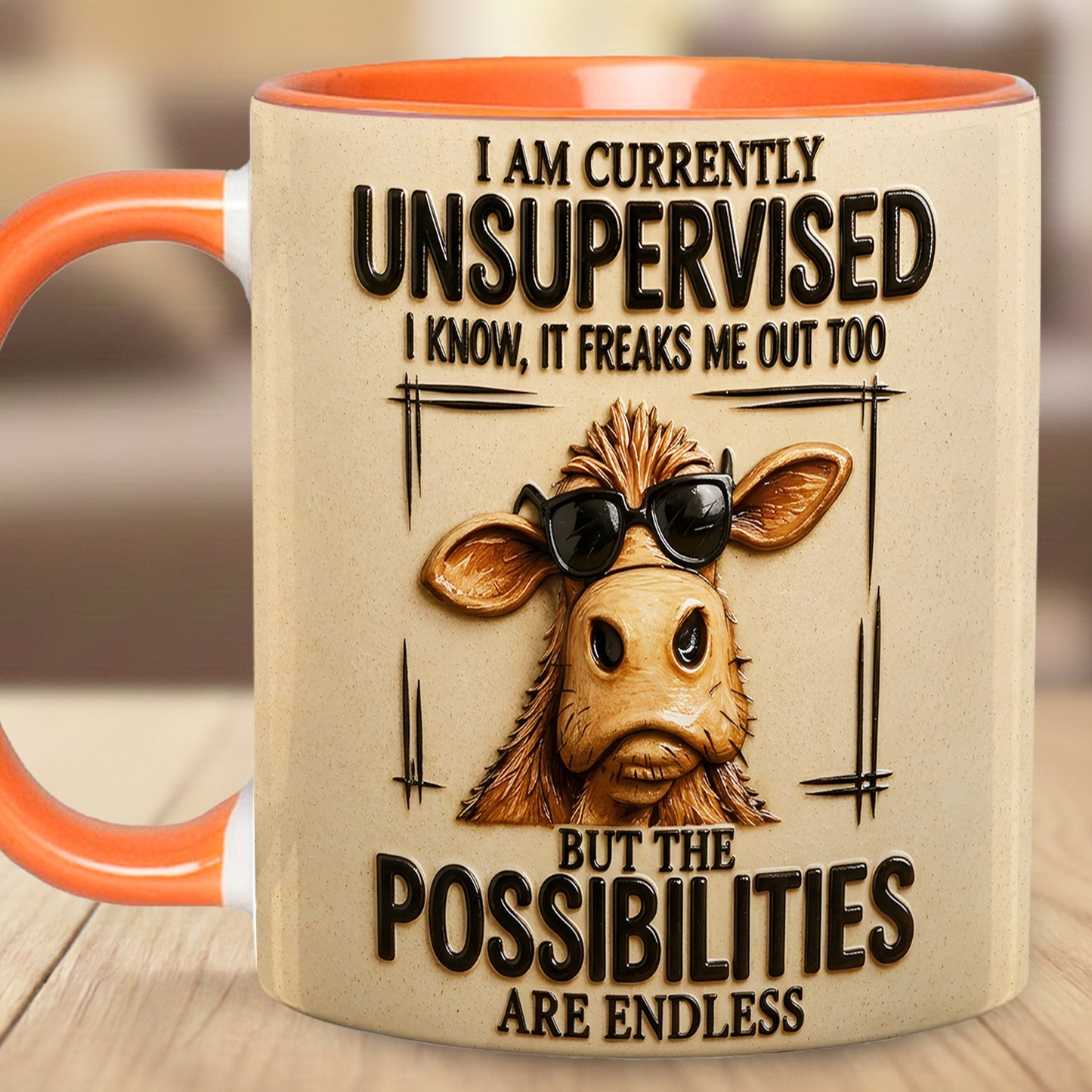 I Am Currently Unsupervised - Personalized Cow Accent Mug