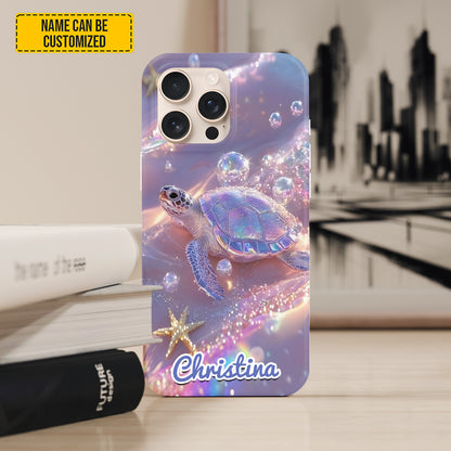 Personalized Sparkle Ocean Turtle Phone Case