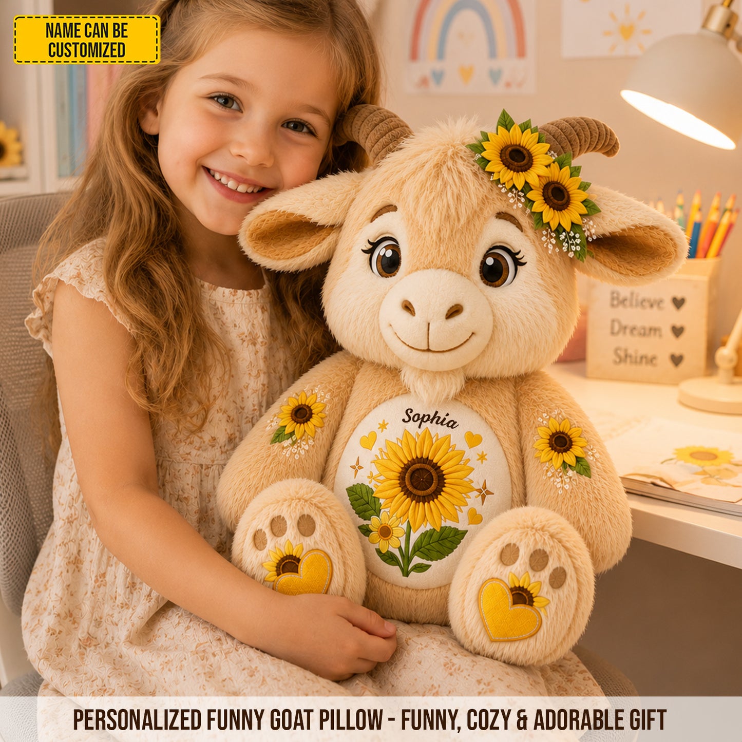 Personalized Cute Goat Custom Shaped Pillow