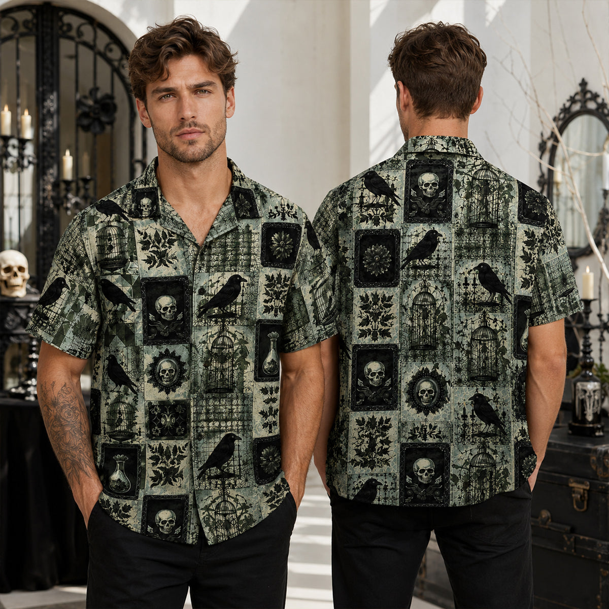 Raven’s Midnight Garden – Gothic Hawaiian Shirt
