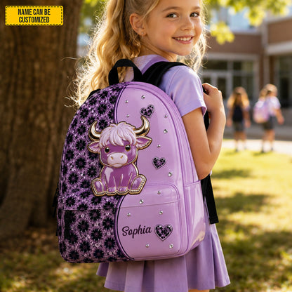 Personalized Highland Cow - Kids Backpack