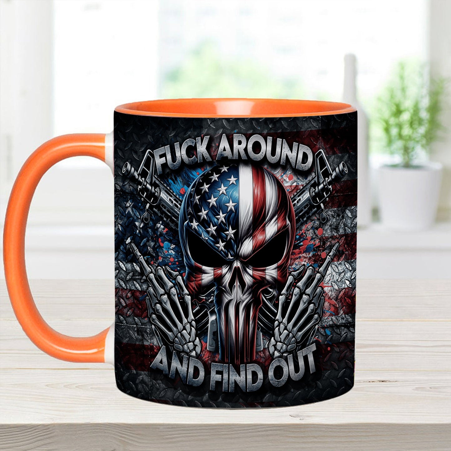 Bold Patriotic Skull Accent Mug
