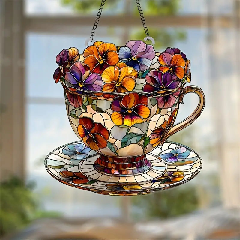 Pansy Flower Acrylic Window Hangings