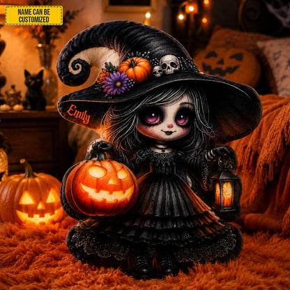 Personalized Gothic Witch Halloween Shape Pillow