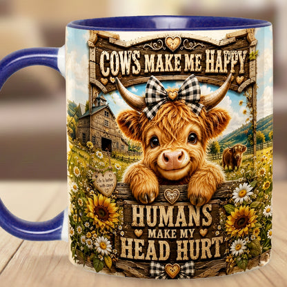 Cows Make Me Happy - Personalized Cow Accent Mug