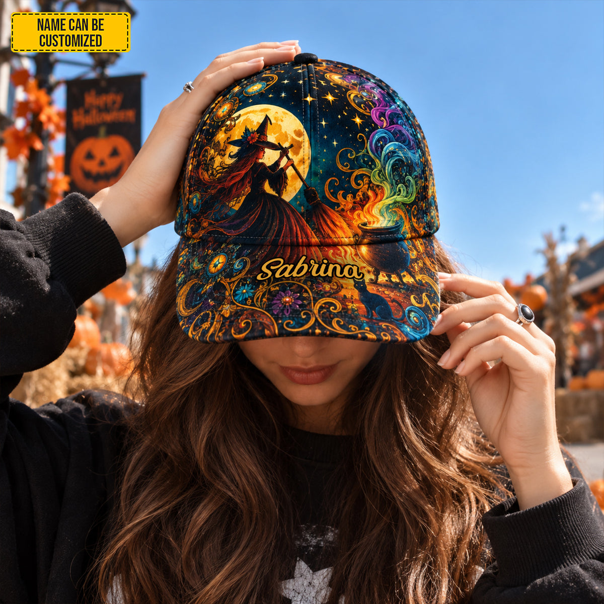 Personalized Witch Halloween Classic Cap – Custom Name Spooky Gift