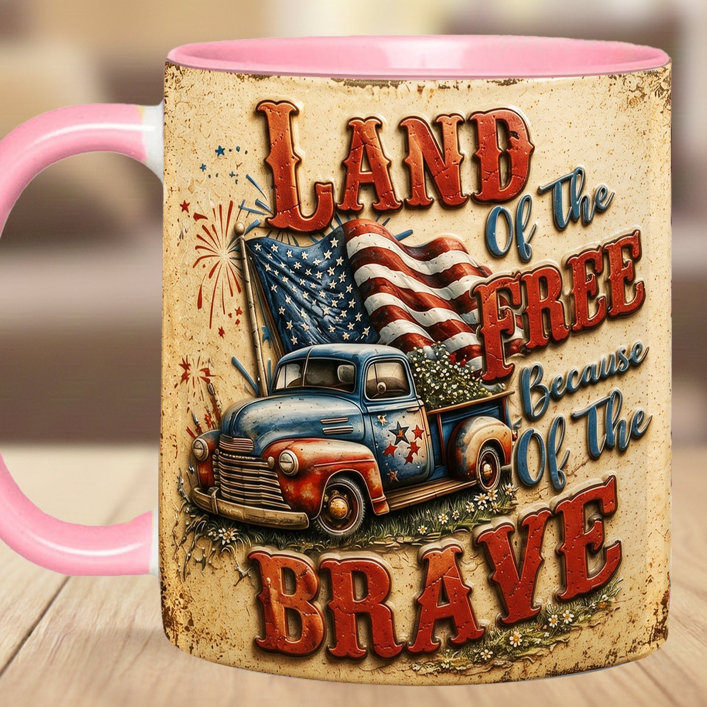 Land Of The Free - Truck Patriotic Accent Mug