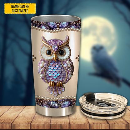 Personalized Sparkle Owl Stainless Steel Tumbler