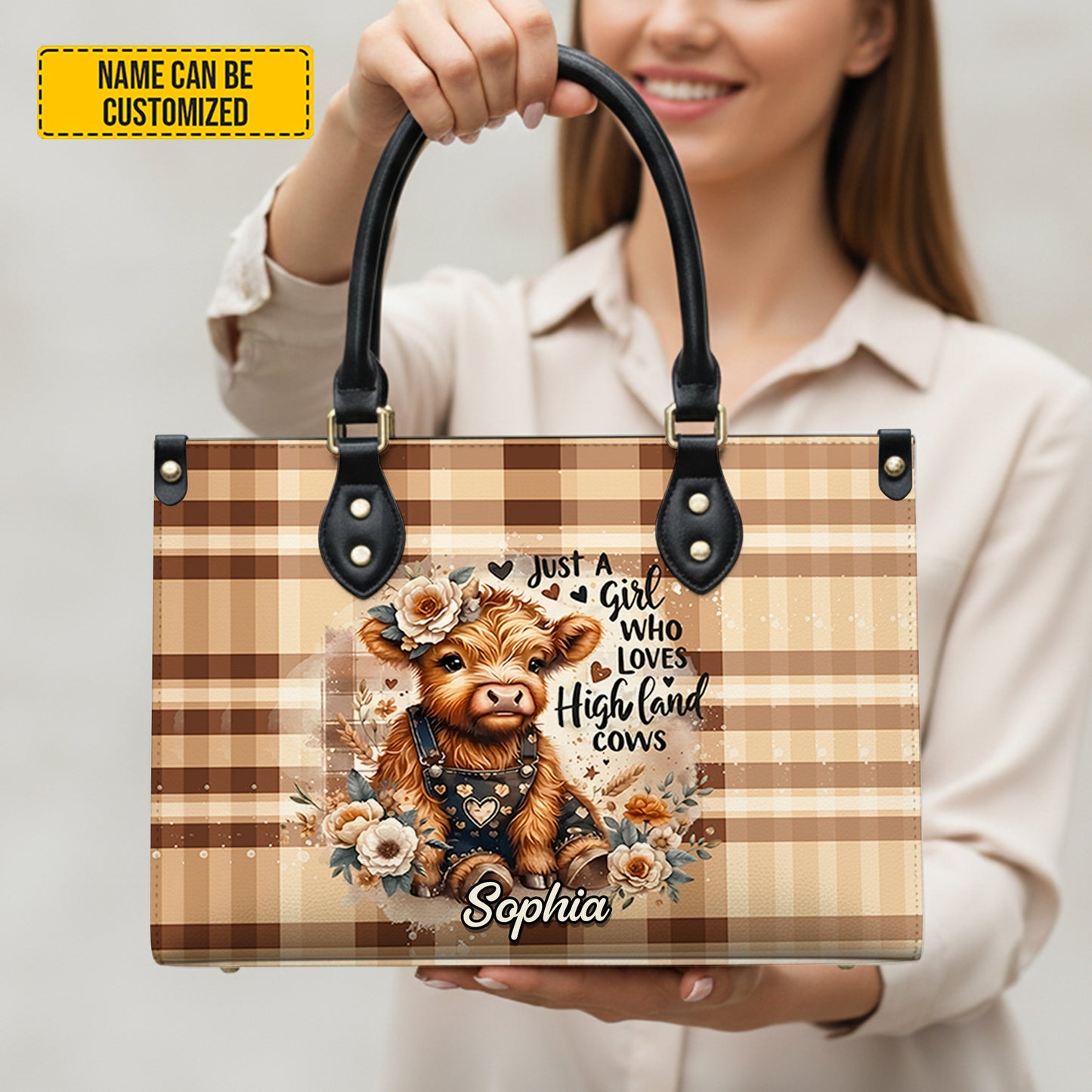 Love Highland Cows - Personalized Leather Handbag