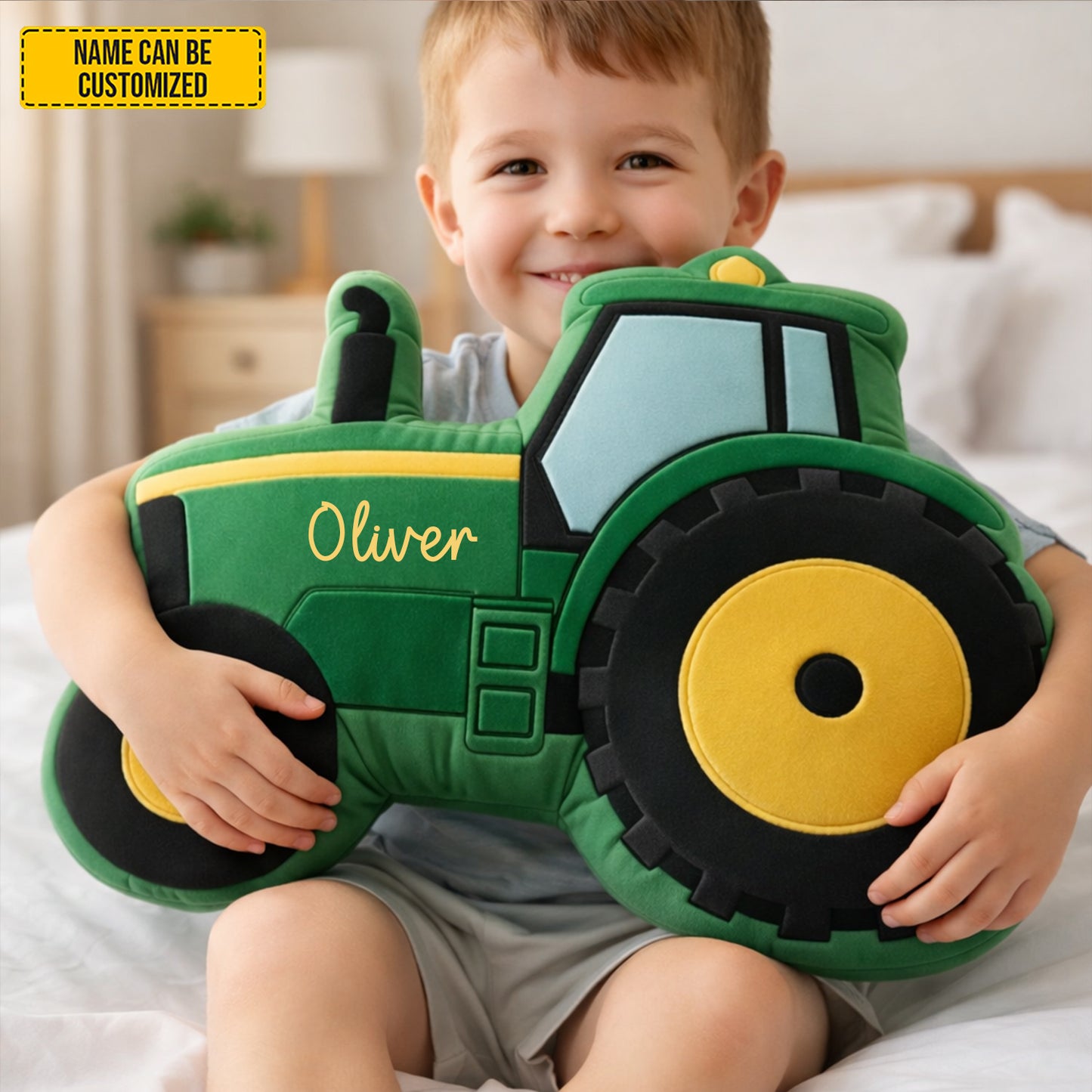 Personalized Cozy Tractor Shaped Pillow