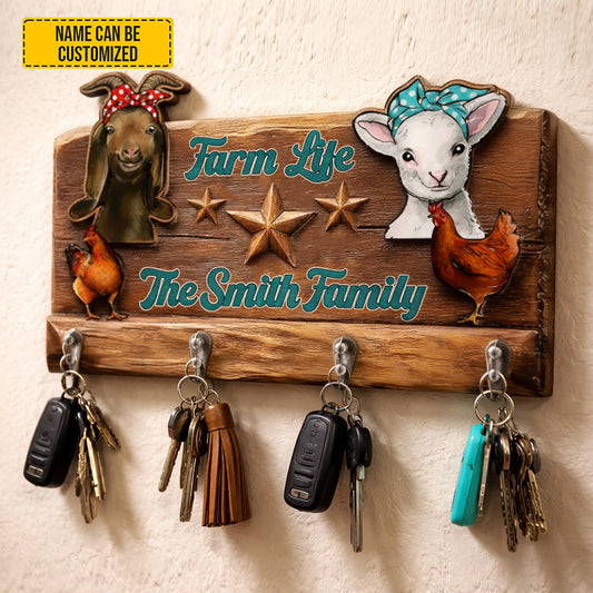 Personalized Farm Life Key Rack