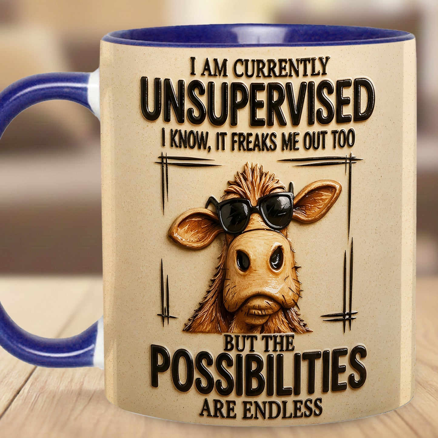 I Am Currently Unsupervised - Personalized Cow Accent Mug