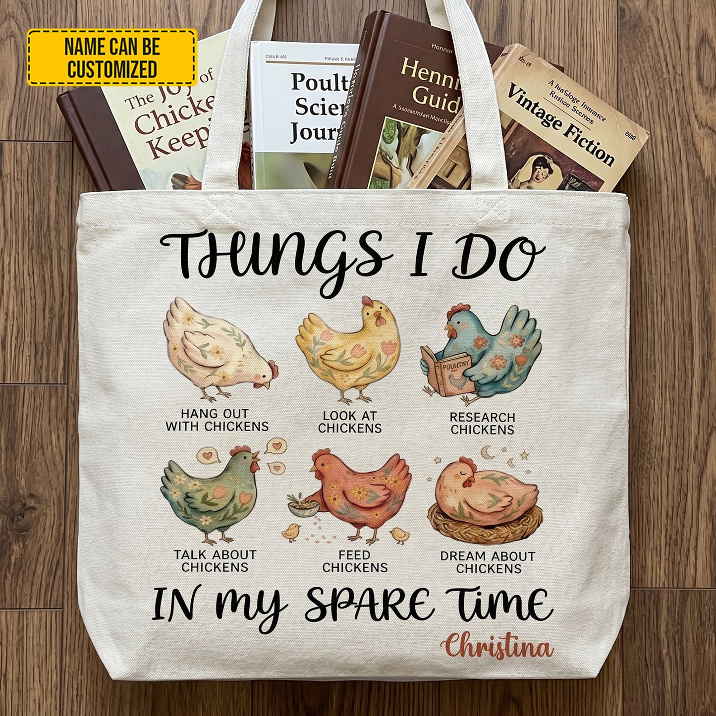Personalized Chicken Lover Tote Bag