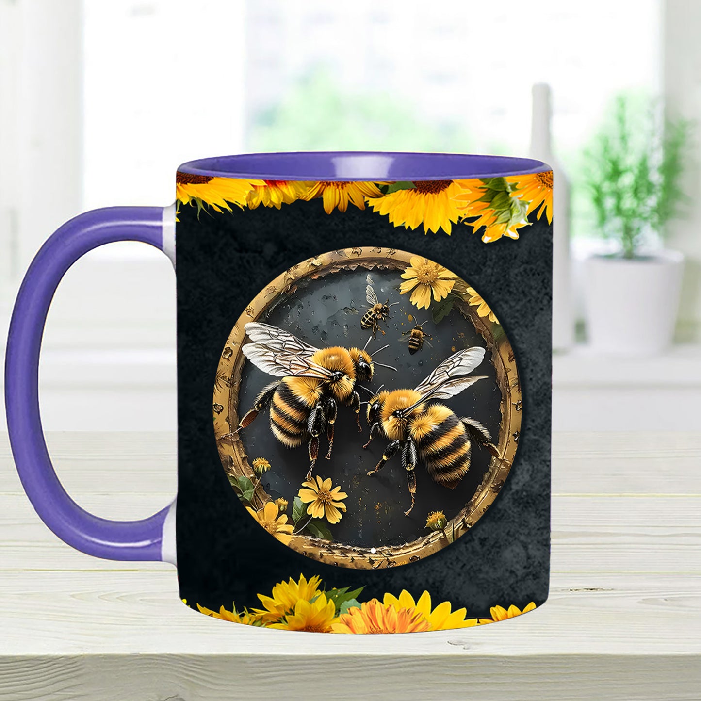 Bee Kind Sunflower Accent Mug