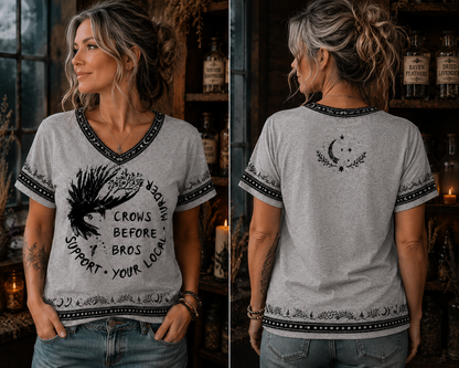 Funny Crows Before Bros – Support Your Local Murder” V-Neck Shirt