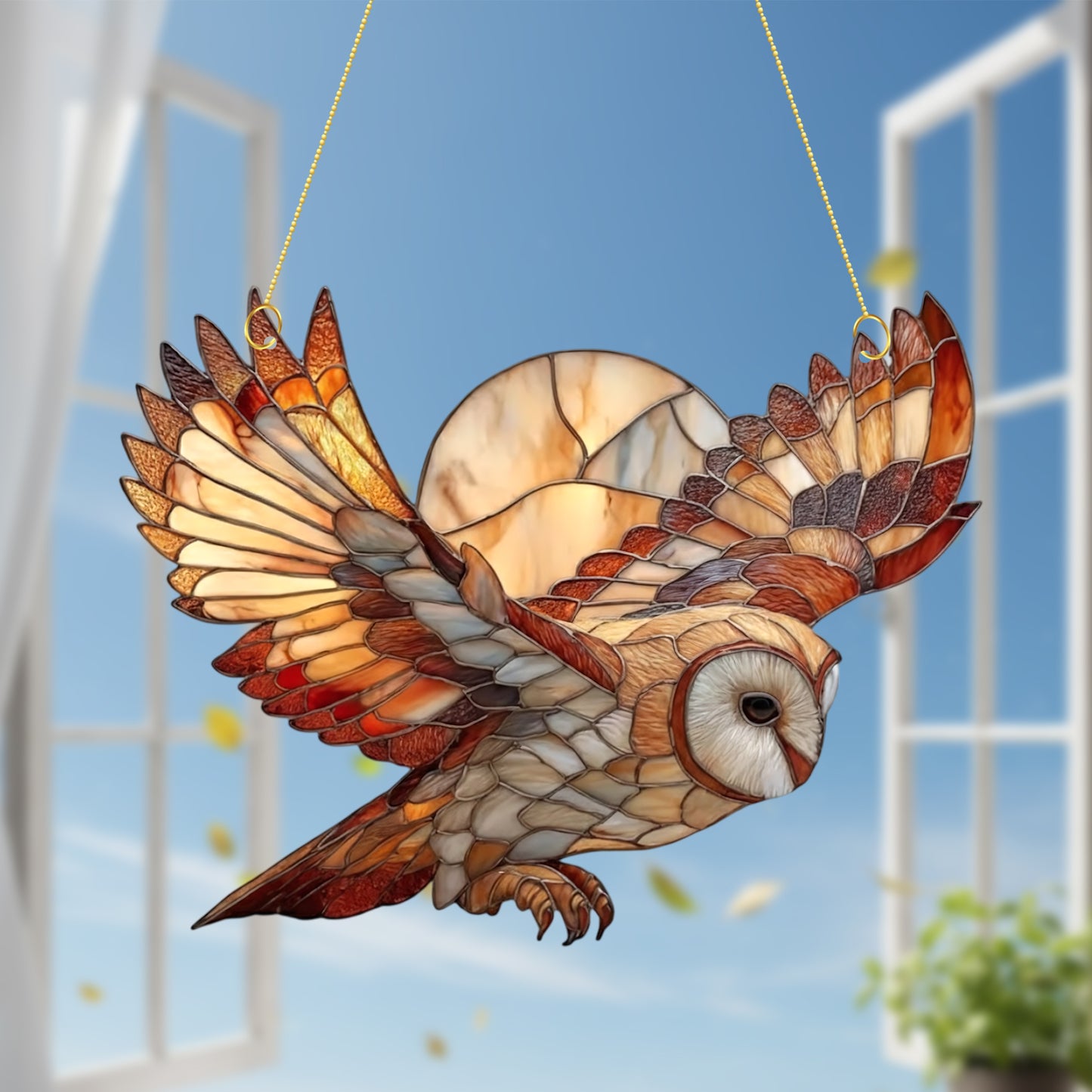 Beautiful Owl & Moon Acrylic Suncatcher