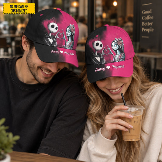 Personalized Gothic Couple Cap – Custom Name Romantic Gift
