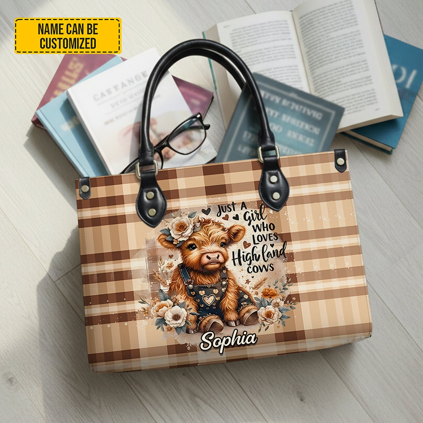 Love Highland Cows - Personalized Leather Handbag