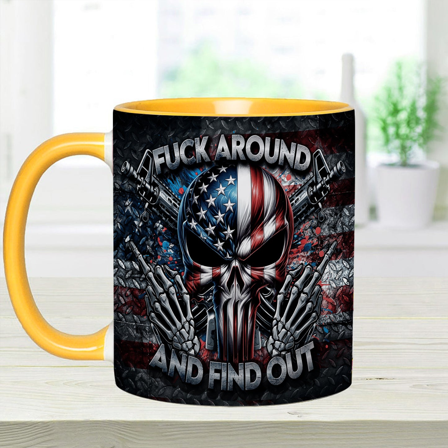 Bold Patriotic Skull Accent Mug