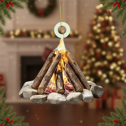 Camping Campfire Christmas Ornament