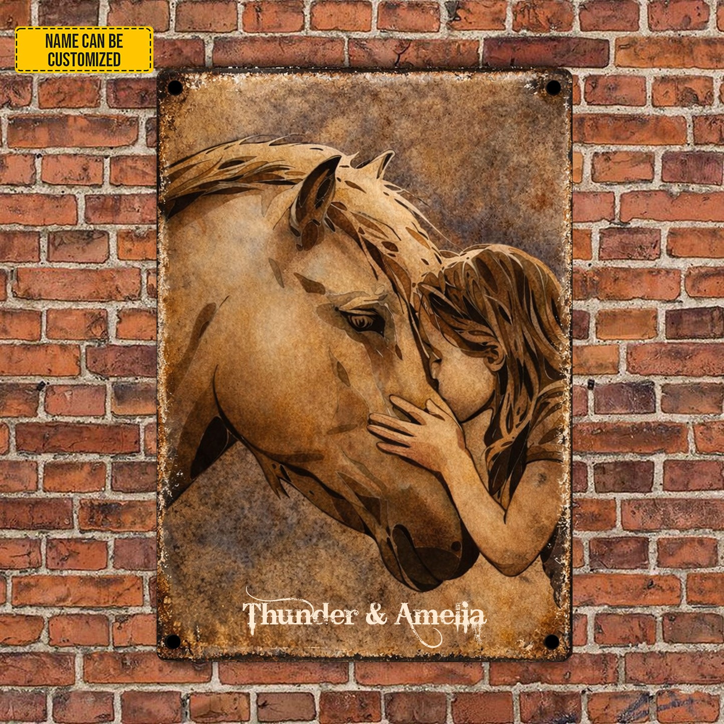 Personalized Horse & Baby Girl Metal Sign