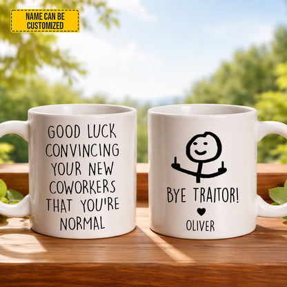 Good Luck - Personalized Coworker White Mug